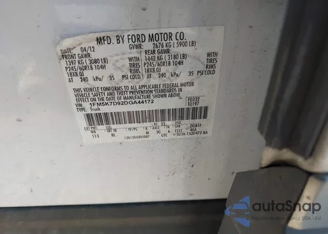 2013 Ford Explorer Xlt из США, поврежденный, VIN 1FM5K7D92DGA44172